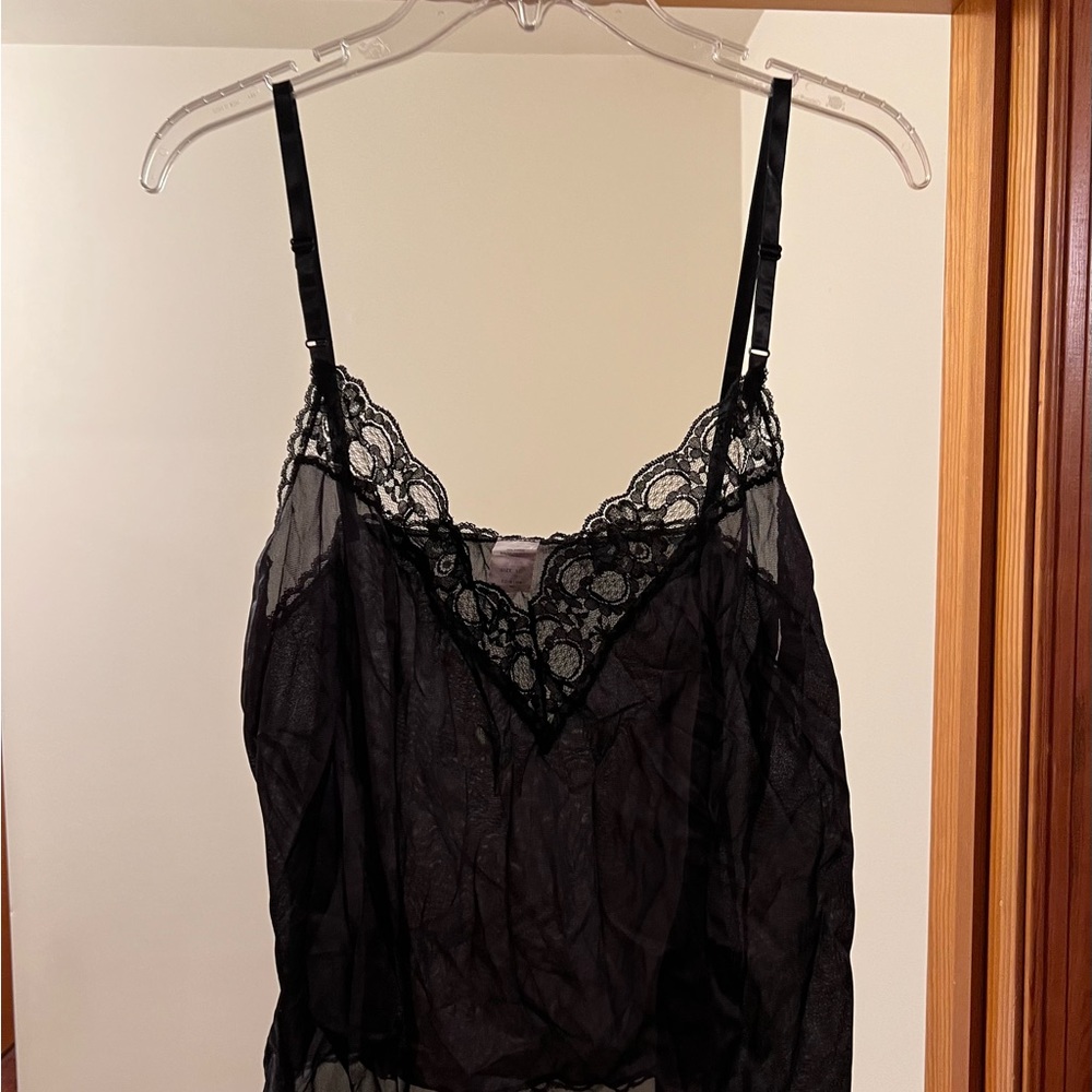 Montgomery Ward Vintage Cami Nylon Dress Camisole Black Lace NWT Size 40 USA